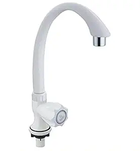 KKD POLO PVC Swan Neck Tap for Kitchen/Bathroom Wash Basins with Big Neck (White)