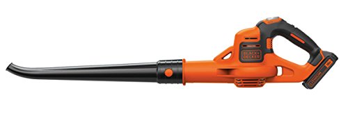 Black+Decker 18V Li-Ion Akku-Gartenbläser mit Akku und Ladegerät, 169km/h – 209km/h einstellbare Blasgeschwindigkeit, Power Command mit Boost-Knopf, GWC1820PC, schwarz orange - 2
