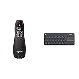 wireless presenter r400 windows 10 Roter Laserpointer Logitech Wireless Presenter R400 USB Cordless Timer & K400 Plus Touch Wireless Tastatur schwarz (QWERTZ, deutsches Tastaturlayout)