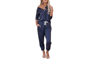 QUNERY Survêtement Femme Ensemble Tenue Sport Femme T-Shirt Manches Longues+Pantalon Jogging Femme avec Poches Sportswear Casual Ensemble Pyjama