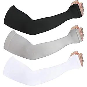 PinKit 3 Pair Arm Sleeves for Men Women, Sun Protection Cooling UPF 50 Compression Arm Sleeve (Multicolor)