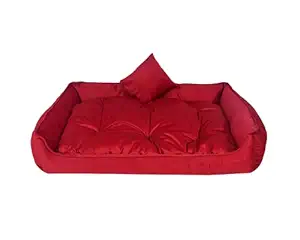 slatters be royal store Rectangular Shape Reversable Dual Maroon Color Ultra Soft Ethnic Designer Velvet Bed for Dog/Cat (Export Quality) Small