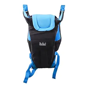 Steelbird Super Four Kids 4-in-1 Adjustable Baby Carrier Cum Kangaroo Bag-Lightweight and Breathable-Back-Front Carrier for Baby with Safety Belt-Max Weight Up to 12 Kg (Blue Black)
