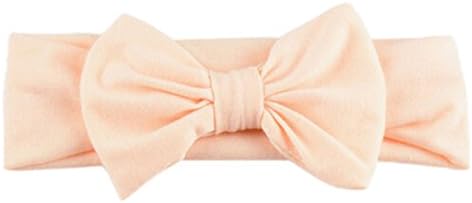 Stofirst Babies Toddles Cute Fashion Large Bow Bowknot Soft Elastic Turban Hairband Handmade Cotton Skin-friendly Headwrap Hair Accessories for 1-6 Years Old Kids(Peach beige)