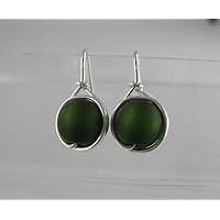 Ohrringe - Lollipop - Moosgrün - versilbert