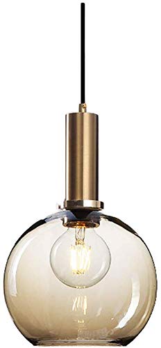 OOFAY LIGHT - Lampada a Sospensione da Cucina in Stile retrò Industriale, in Ottone, Attacco E27 (Ambra, 20 cm, a Sfera)