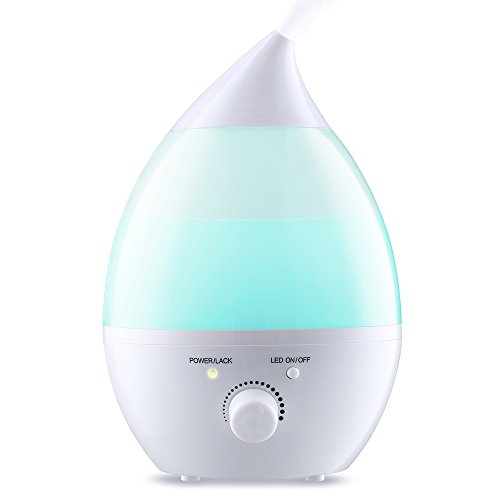 TopElek 1,3 Liter Ultraschall-Luftbefeuchter Humidifier mit 7 Farbe LED, Cool Mist und Automatische Abschaltung