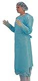 Premier Disposable Long Sleeved Thumb Loop Fluid Protection Gown, Blue, Pack of 20 (5530)