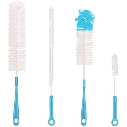 Qisan 4 Pcs Brosse De Nettoyage De Bouteille Set Multifonctionnel Brosses Longue Brosse À Bouteille D'eau Nettoyant De Bouteilles-bleu