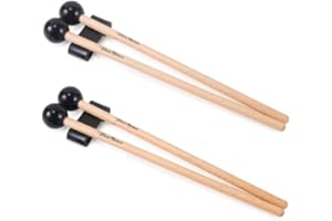 VixxNoxx 4 Stück Schlagzeugstöcke Stahlzungentrommel Xylophon Schlägel 9,45 Zoll Gummi Trommel Mallets mit 2 Stück Mallets Halter Holz Percussion-Schlägel