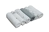 Cuddles Collection Printed Muslin Squares (6 Pack, Silver/ White)