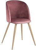 EGGREE Lot de 2 Fauteuil en Tissu Velours Rétro, Fauteuil Rembourré pour Salle à Manger Salle D'attente Salon Mobilier Moderne de Bureau - Rose