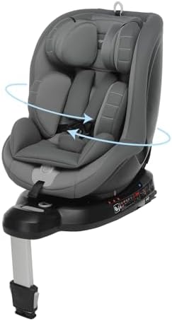 Foppapedretti Seggiolino Auto Logik I-Size, Seduta Girevole a 360°, per bambini da 40 a 105 cm di altezza, conforme ECE R129, Fissaggio Isofix, Poggiatesta a 13 altezze, Grigio