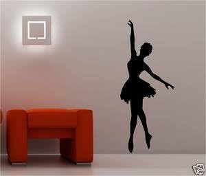 Online Design Giant Ballerina Vinyl Wall Art Sticker Bedroom Kids - Black