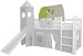Produktbild XXL Discount Tunnel für Kinderbett 100% Baumwolle Baldachin Dach Bettdach Himmel für Hochbett Spielbett Etagenbett Kinderbett (Grün/Beige, Jungle, Weiße Holzhalter)