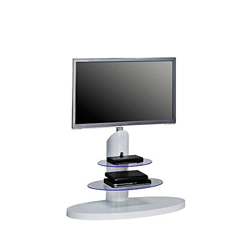 Preisvergleich Produktbild Pharao24 TV-Ständer in Weiß Hochglanz LED Beleuchtung