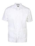 camisa guayabera negra Giancarlo Guayabera Giancarlo Camisa de vestir de manga corta ancha y liviana - Blanco - Medium