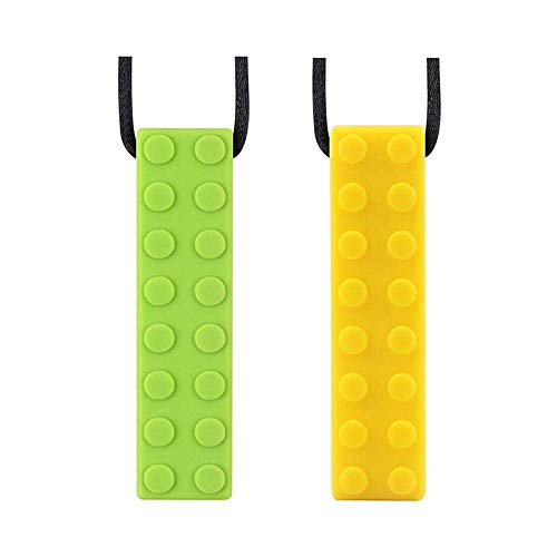 Wiber Sensory Chew Necklace Set Teether Silicone Chewing Pendant Perfect for Autism ADHD SPD Oral Motor Teething & Biting Needs Tough and Long-Lasting (2 Packs)