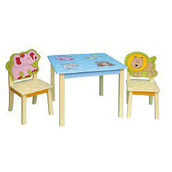 Kids table and chair set animals | 1 table with 2 chairs | children's furniture set
