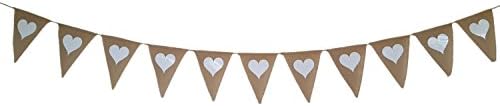 Ibex Hessian Party Heart Bunting 11 Flags Rustic Wedding 3 Metre