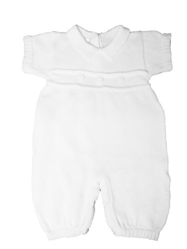 White 100% Cotton Boy's Christening Baptism Knit Longall Short Sleeve 9 Month Size: 9 Month (Baby/Babe/Infant - Little ones)