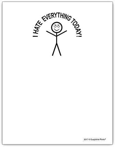 I Hate Everything Today, Funny Notepad Introvert Gift Idea 4.25 x 5.5, 50 Sheets