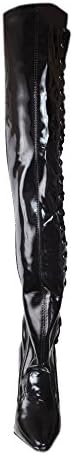 Ellie Shoes 5 Inch Heel Thigh High Stretch Boot With Side Laces, Size: 10 UK,Color: Black