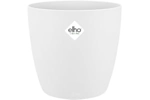 Elho Brussels Rond 22 - Pot De Fleurs pour Intérieur - Plastique 100% recyclé - Ø 22.3 x H 20.6 cm - Blanc/Blanc
