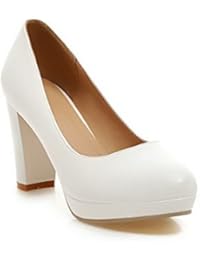 VogueZone009 Mujeres Puntera Redonda Tacón ancho Plataforma Sólido De salón con Bordado