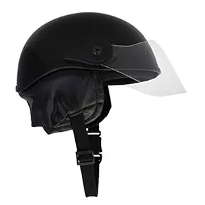 Western Era Unisex Half Helmet for Men & Women Clear Visor Comfort & Safety Enhanced Design (Large, Black)