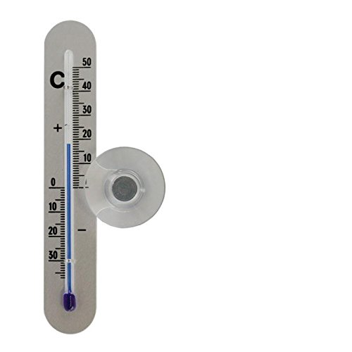 Lantelme 5056 Aluminium Bimetall Analog Fenster Außen Thermometer . Alu Fensterthermometer mit Saugnapf / Flach
