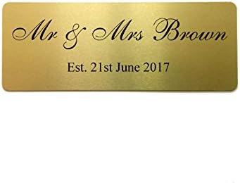 Wedding Custom Personalised Metal Aluminium Sign Plaques Name + Date, Gift by MegSub (Champagne Gold)