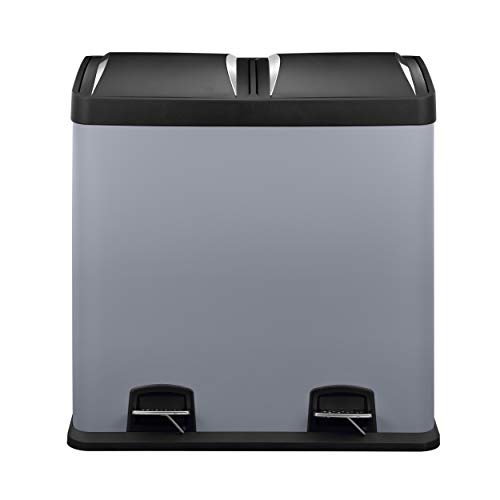 Mari Home - Papelera de Reciclaje Doble (60 L), Color Gris