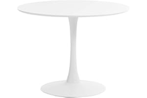 DS furniture Modern Round Dining Table 80cm White Colored Top Kitchen Dining Room Furniture, Pedestal Dining Table, Leisure Table, Living Room Table