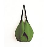  Bolso de las mujeres, bolsa de tela verde con cuero negro correa para el hombro, limited edition BBagdesign