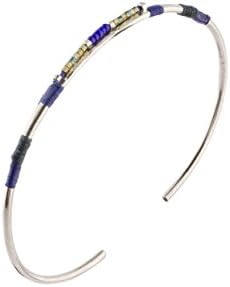 SATELLITE Women's "Janis" Silver Plated Blue Colour Small Bar Cuff