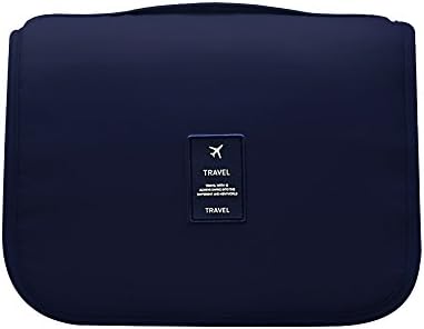Travel Hanging Toiletry Wash Bag - Upgraded Portable Waterproof Cosmetics Makeup Organizer Pouch Bag with Hook for Men &amp; Women (Dark Blue)