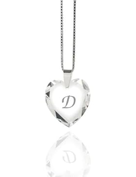 Kinder Halskette 925 Sterling Silber mit SWAROVSKI ELEMENTS Herz Crystal Buchstabe frei Auswahl