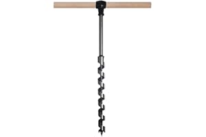 SOYACE Manual Hand Drill And Hand Wood Auger For Wood Camping Shelter Building, Multipurpose Manual Survival Drill Bit With A Wooden Stick Hand Auger Woodworking Hole Saw Bit To Fix The ​tent Nails (Color :