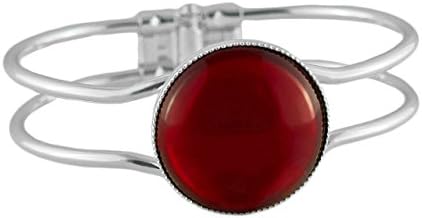 Bracelets 925 Silver Plated Cuff Universal Adjustable Size 18cm Crystal Ruby Red Czech Glass Stone 25mm Handmade BohemStyle