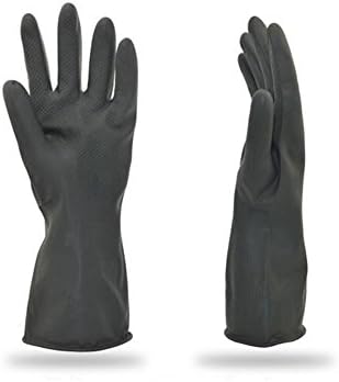 Black Industrial rubber gloves oil resistance acid alkali double latex protective labor supplies (5 pairs) , 5 double , m
