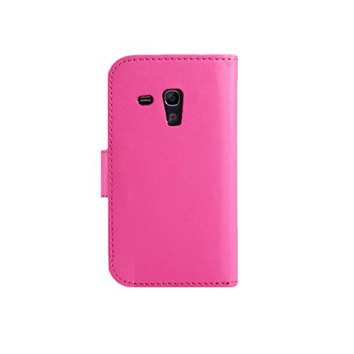 32nd Klapphülle im Brieftaschenstil aus PU-Leder für Samsung Galaxy S3 mini i8190 Rosa Rose – Book – Hot Pink - 2