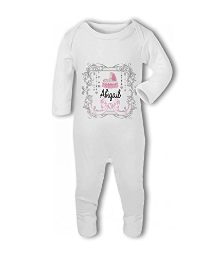Personalised Baby Name with Pink Crib girl - Baby Romper Suit - 0-3 Months