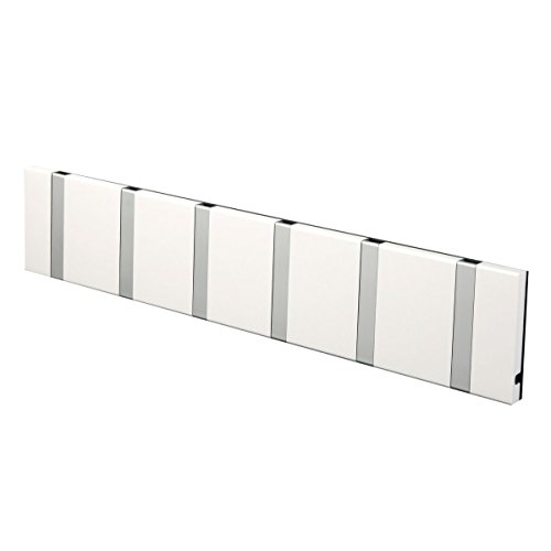 Knax Garderobe Waagerecht Weiss 6 Haken, Grau