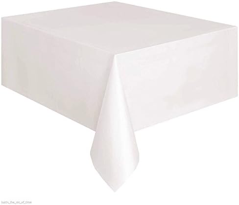Mumustar Disposable Plastic Table Runners And Placemats Wipe Clean Rectangle For Wedding Birthday Party Feast Tablecloth Covers Decor 1.8m x 1.4m (White)