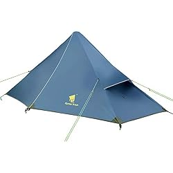 GEERTOP 1 Persona 3 Temporadas 20D Tienda de campaña - 210 x 90 x 105 cm - con Mochila ultraligeria para acampañada, Senderismo, Escalada (Poste NO Incluido) (Hierro Azul, Tienda Interior)