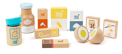Small Foot-11442 Ingrédients de pâtisserie Fresh en Bois, Set de Jeux comme Accessoires pour la Cuisine et la Boutique marchande Jouets, 11442, Multicolore