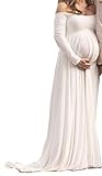 D-Pink Damen Schwanger Lange Chiffon kleider Mutterschaft Fotografie Kleidung Maxikleid - 2