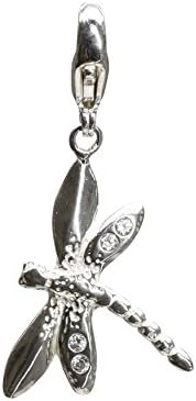 Bona Roca Dragonfly Charm With Cubic Zirconia And Lobster Clasp, Sterling Silver, 4260 K