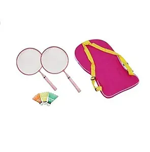 SPOCCO | Badminton Racket for Kids - Baby Badminton Aluminum Toy Set for Children with Multicolor Shuttlecocks and Backpack | BR23
